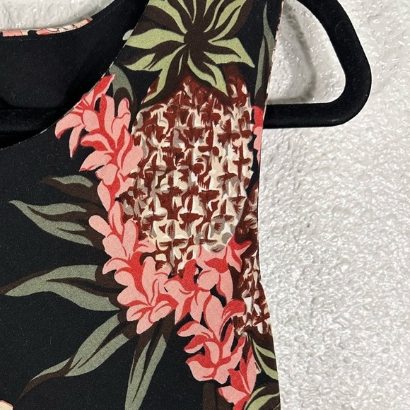 Hilo Hattie Vintage Maxi Tank Dress Black Rayon PIneapple Plumeria Size 10 NWT - Picture 3 of 7